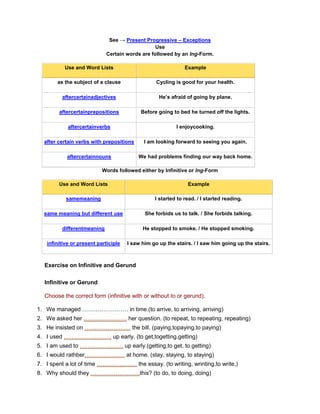 Gerunds and infinitives