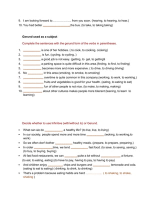 Gerunds and infinitives