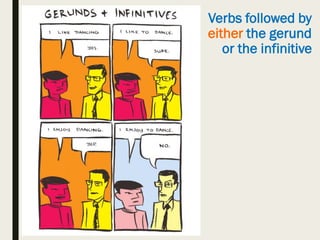 Verbs followed by
either the gerund
or the infinitive
 
