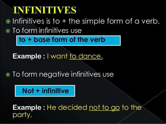 1.   Infinitives in the subject positionExample : To live in the United States is  my dream. 