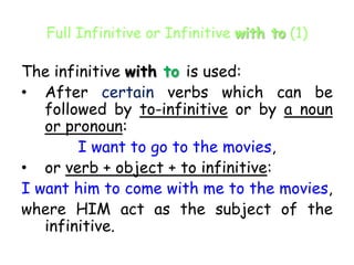 To Plus Infinitive Gerunds and infinitives | PPTX