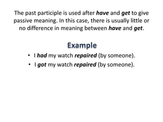 Causative make is followed by the simple form of a verb, not an infinitive. (Incorrect: She made him to clean his room). Make gives the idea that “X” forces “Y” to do something.Mrs. Lee made her son clean his room.Sad movies make me cry.Example