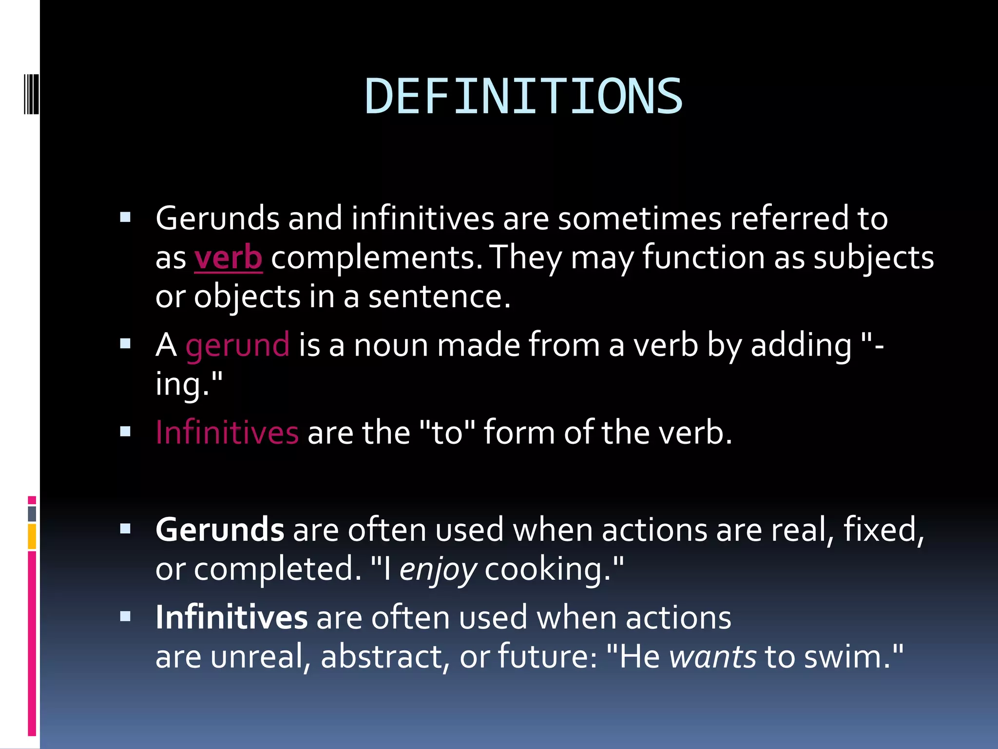 Gerunds and infinitive verbs auris | PPTX
