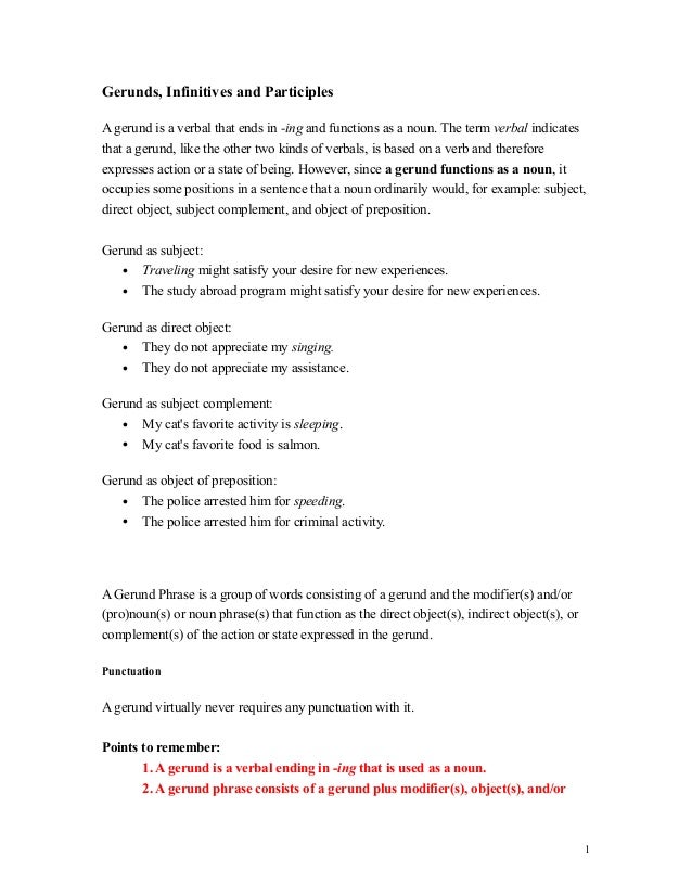 Gerunds Infinitives Participles