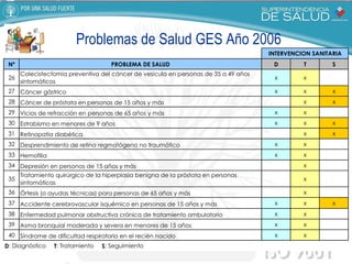 Problemas de Salud GES Año 2006 