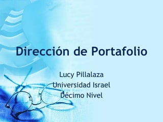 Dirección de Portafolio Lucy Pillalaza Universidad Israel Décimo Nivel 