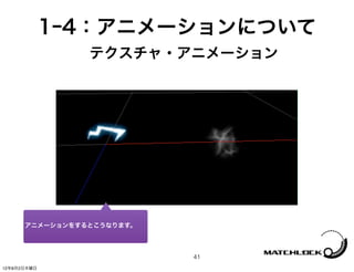 1ｰ4：アニメーションについて
                テクスチャ・アニメーション




      アニメーションをするとこうなります。




                           41
12年8月2日木曜日
 