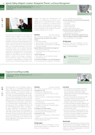 14 |   Agenda Setting erfolgreich umsetzen: Strategisches Themen- und Issues Management
Seminar         2. Dezember 2011 |                                  | Preis: 450 Euro zzgl. MwSt.
                5. Juni 2012 |                                  | Preis: 450 Euro zzgl. MwSt.
  PR            Teilnehmerzahl: 6 - 12



                                                                                                                                                                                Norbert L. Esser (   S. 6)



                                                                              schreiten, das knappe Gut „Aufmerksamkeit“ und
                                                                              „Gehör“ in der Öffentlichkeit zu erreichen und im         Wie überschreitet man die Wahrnehmungsschwelle
                                                                              Idealfall sogar die „Meinungsführerschaft“ zu erzielen?
                                                                              Während es oft schwierig ist, aus eigener Kraft ein
                                                                              neues Thema zu initiieren, gelingt es mit entsprechen-
                                                                              dem Themenmonitoring, latente oder aktuelle mediale
                                                                              Themen aufzugreifen, sie für die eigenen Kommunika-
               Norbert L. Esser im Seminar 2009.                              tionsziele zu gestalten und zu nutzen.                    Die Orchestrierung des Agenda Settings



              Kommunikationsverantwortliche in Unternehmen und                Inhalte                       Änderungen vorbehalten!
              Verbänden sehen sich täglich mit einer Vielzahl von                                                                       nisse. Vom Agenda Setting zum Agenda Alignment
              Themen konfrontiert. Doch was ist davon als relevant            Einführung: Macht der Medien? Was Medien
              einzustufen, was kann sowohl positiv wie negativ                machen
                                                                                                                                        Zielgruppe
              Marken- und Unternehmenswert haben? Wie werden                                                                            Das Seminar richtet sich an Mitarbeiter in der Un-
              externe Themen zu Issues für das Unternehmen? Wie                                                                         ternehmenskommunikation, in PR-Agenturen, Mar-
                                                                                                                                        keting- und Presseabteilungen.
              und Risiken erkennen, und mit welchen Steuerungs-               Agenda Setting im Kommunikationsmanagement
              mechanismen kommt man zu Szenarien und Hand-
              lungsoptionen? Gleichzeitig stehen Kommunikations-
              abteilungen und PR-Agenturen vor der permanenten                  -schwächen
              Aufgabe, das Unternehmen oder den Verband be-                   Themenmanagement
              kannter zu machen und das Image zu verbessern.                                                                                      Teilnehmerstimme:
                                                                                                                                                  „Das Seminar sensibilisiert für die Agenda - und wie wenig
              sie strukturiert, medial aufbereitet und platziert? Wie         Vom Themenmanagement zum Issues-Management                          ich sie beherrschen kann, aber wie ich eigene Themen
              erreicht man es, die Wahrnehmungsschwelle zu über-                                                                                  damt geschickt verknüpfen kann.“
                                                                                                                                                  Ann-Kristin Koch, Swisscom IT Services




              Corporate Social Responsability
Seminar         2. Dezember 2011 |                                | Preis: 450 Euro zzgl. MwSt.
                Teilnehmerzahl: 6 - 12
  PR




                                                                                                                                                                                Sven Griemert (      S. 6)



              CSR-Verantwortliche und ihre Mitarbeiter arbeiten in            Inhalte                       Änderungen vorbehalten!     Lernziel
              einem Umfeld, das von wirtschaftlicher Komplexität und
              politischer Sensibilität geprägt ist: Die Erwartungen der       Grundlagen der CSR                                          der CSR hinaus kann ich gegenüber internen und
              externen Stakeholder an Unternehmen steigen. An-                                                                            externen Stakeholdern die wesentliche Aufgabe
              forderungen und Forderungen gegenüber den Unterneh-                                                                         gesellschaftlich verantwortlicher Unternehmenstätigkeit in
              men werden zunehmend professionell artikuliert. Im Blick-                                                                   einfachen Worten erläutern.
              punkt der kritischen Stakeholder steht dabei in der Regel
              die gesamte Wertschöpfungskette, so dass auch klassische           Faktoren)                                                Entwicklung, verstehe die Gründe für die hohe
              B2B-Unternehmen und mittelständische Zulieferbetriebe                                                                       wirtschaftliche und politische Bedeutung und kenne die
              den öffentlichen Druck immer stärker zu spüren bekom-              und Unternehmen                                          wichtigsten Treiber der CSR in Unternehmen.
              men. Unternehmensintern wächst gleichzeitig der Druck,
              die Potenziale der CSR zu erschließen und CSR als Teil                                                                      und kenne die Grundlagen zur Entwicklung einer CSR-
                                                                               CSR-Kommunikation                                          Strategie, die einen Mehrwert für die Gesellschaft und für
              der eigenen Organisation zu implementieren. CSR-Ver-            Grundlagen einer CSR-Strategie                              mein Unternehmen schafft.
              antwortliche müssen dabei als Querschnittsmanager an
              vielen Stellen persönlich präsent sein, argumentieren und                                                                   halb meines Unternehmens kennengelernt, die mir hel-
              überzeugen. Das Seminar greift dieses Spannungsverhält-         Umsetzung der CSR                                           fen, CSR im Unternehmen erfolgreich zu positionieren.
              nis auf und beschäftigt sich mit den theoretischen Hinter-
              gründen, aber auch praxisnah mit den Treibern der CSR              projekten                                                habe ein gutes Verständnis für die Beurteilung glaub-
              und den Möglichkeiten, CSR strategisch und im Sinne der                                                                     würdiger CSR-Kommunikation.
              Wertschöpfung aufzuarbeiten.
                                                                                                                                        Methodik
                                                                              Zielgruppe                                                Impulsreferate, Erfahrungsaustausch und Diskussionen über
                                                                              Das Seminar richtet sich an Mitarbeiter in der Un-        die Anwendbarkeit auf den jeweiligen Arbeitsbereich der
                                                                              ternehmenskommunikation, in PR-Agenturen, Mar-            Teilnehmer strukturieren den Seminartag. Die Diskussionen
                                                                              keting- und Presseabteilungen.                            werden um ein oder zwei Mappingübungen im Forum oder
                                                                                                                                        in Kleingruppen erweitert.
 