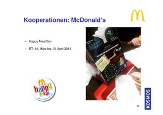 Kooperationen: McDonald‘s
22
− Happy Meal Box
− ET: 14. März bis 10. April 2014
 