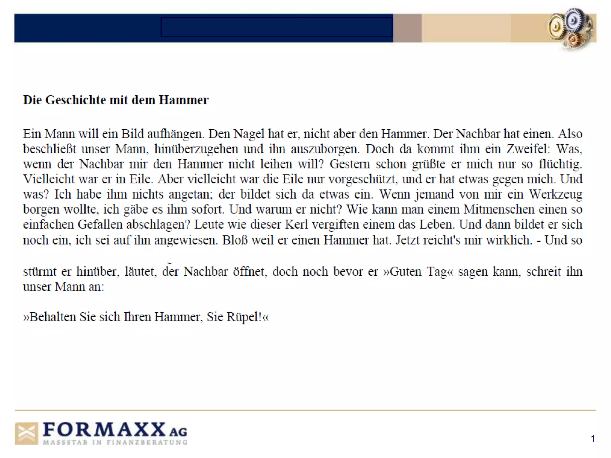 Die Geschichte Mit Dem Hammer Interpretation Geschichte mit dem hammer | PPT