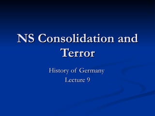 NS Consolidation and Terror History of Germany  Lecture 9 