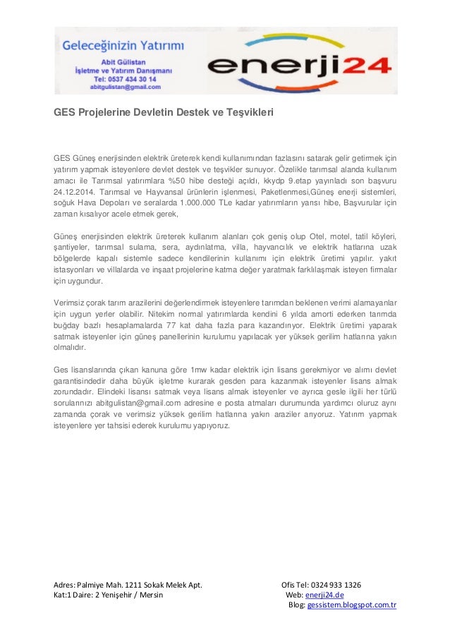 Ges Projelerine Devletin Destek Ve Tesvikleri Enerji 24