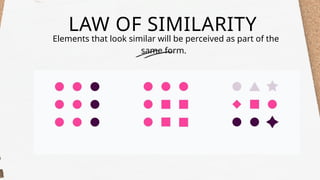 LAW OF SIMILARITY
Elements that look similar will be perceived as part of the
same form.
 