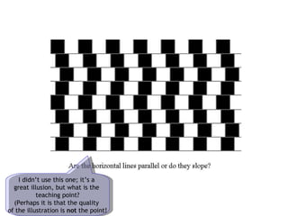 I didn’t use this one; it’s a  great illusion, but what is the  teaching point? (Perhaps it is that the quality  of the illustration is  not  the point! 