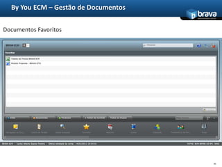 ByYou ECM TOTVS16A solução TOTVS ByYou ECM utiliza as mais avançadas tecnologias em benefício de uma rica experiência de interface com robustez e performance incomparáveis.Estes fatores tornam a solução TOTVS para o Enterprise Content Management uma das mais competitivas e adequadas a realidade no mercado Brasileiro aliando tecnologia a facilidade de implantação.