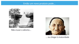 Então	
  um	
  novo	
  produto	
  pode...	
  
Não	
  cruzar	
  o	
  abismo...	
  
...	
  ou	
  chegar	
  à	
  maturidade	
  
 