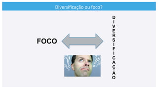 Diversiﬁcação	
  ou	
  foco?	
  
FOCO
D
I
V
E
R
S
I
F
I
C
A
Ç
Ã
O
 