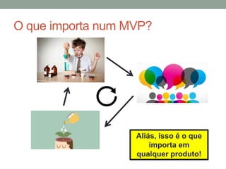 O que importa num MVP?
Aliás, isso é o que
importa em
qualquer produto!
 