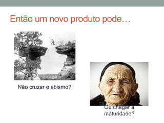 Então um novo produto pode…
Não cruzar o abismo?
Ou chegar à
maturidade?
 