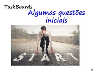 34 34
Desenhando o
TASKBOARD
 