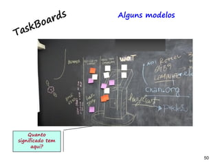50 50
Mapas: o que ainda falta?
Identificando
a origem:
Projeto, release
sprint
 