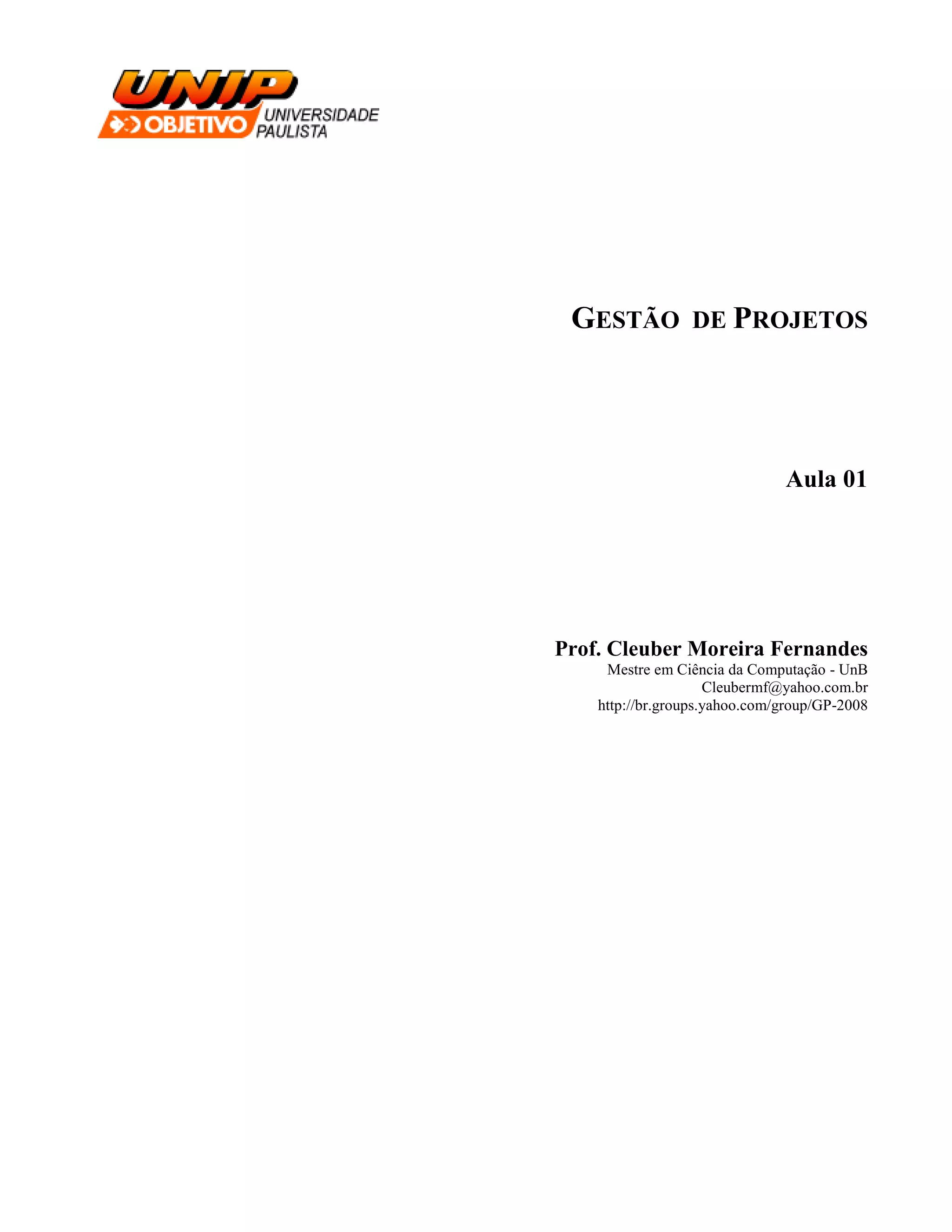 Gestao Projetos - Aula 01