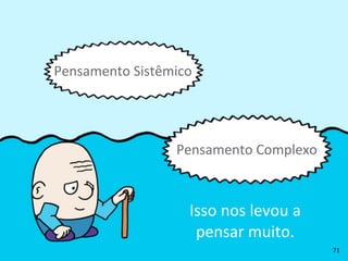 Isso	
  nos	
  levou	
  a	
  
pensar	
  muito.
Pensamento	
  Sistêmico
Pensamento	
  Complexo
71
 