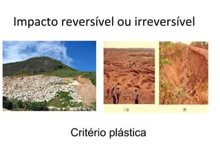 Impacto reversível ou irreversível 
Critério plástica 
 