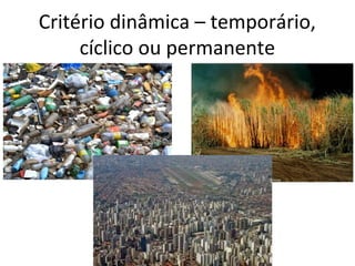 Critério dinâmica – temporário, 
cíclico ou permanente 
 