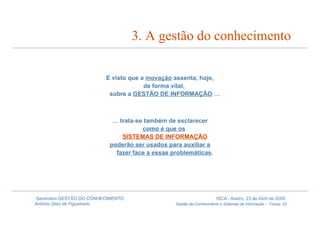 Gestão do Conhecimento e Sistemas de Informação