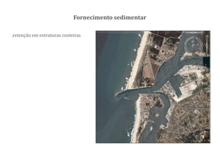 .retenção em estruturas costeiras
Fornecimento sedimentar
 