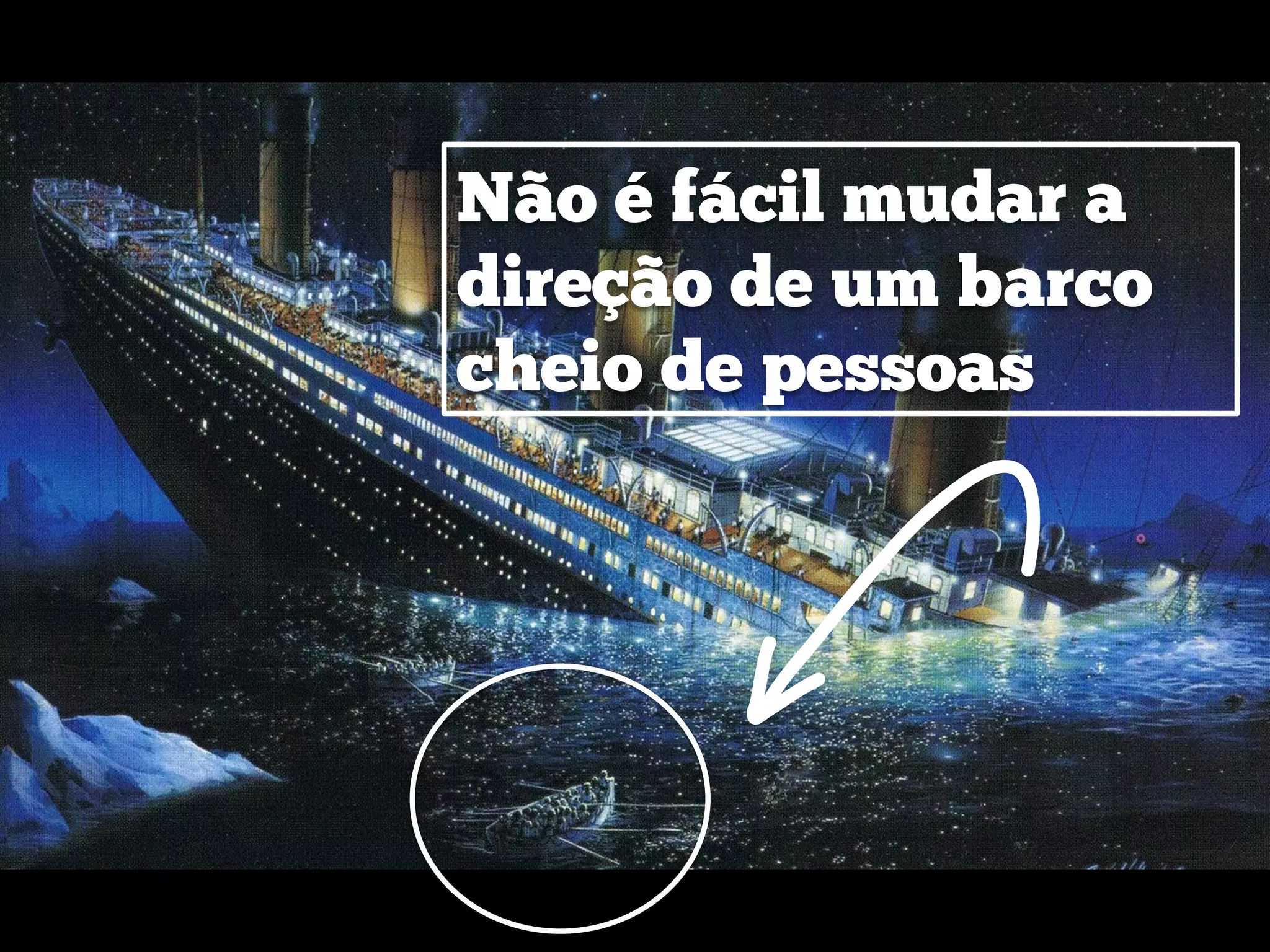 Não é fácil mudar a
direção de um barco
cheio de pessoas

 