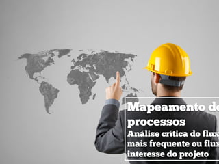Mapeamento de
processos
Análise crítica do flux
mais frequente ou flux
interesse do projeto
 