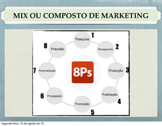 AMBIENTE DEMOGRÁFICO
• Os desdobramentos demográﬁcos costumam ocorrer em um
ritmo previsível. !
• O principal deles é a população, que abrange o tamanho e a
taxa de crescimento populacional de diferentes cidades,
regiões e países.!
• A distribuição das faixas etárias e sua composição étnica.!
• Os graus de instrução.!
• Os padrões familiares.!
• As características das diferentes regiões.

 