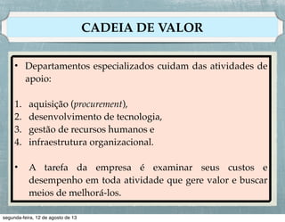 AMBIENTE NATURAL
• O ambientalismo corporativo reconhece a necessidade de
integrar as questões ambientais aos planos estratégicos das
empresas.!
• Elas precisam se conscientizar das ameaças e oportunidades
associadas a quatro tendências do ambiente natural: !
1. a escassez de matérias-primas, especialmente de água, !
!
2. o custo mais elevado de energia, !
!
3. os níveis mais altos de poluição e !
!
4. a mudança no papel dos governos.

 