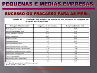 ANTONIO CINCINATO MARQUES
SUCESSO OU FRACASSO PARA AS MPEs.
 