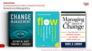 Referência Bibliográfica
3
DISCIPLINA
PLANEJAMENTO PARA COMPETITIVIDADE
3
professor Daniel de Carvalho Luz | daniel.luz@cpspos.sp.gov.br| whatsApp 15 9 9126 5571
 