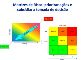 16
Matrizes de Risco: priorizar ações e
subsidiar a tomada de decisão
 