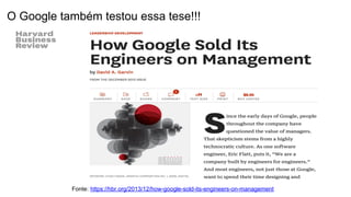 O Google também testou essa tese!!!
Fonte: https://hbr.org/2013/12/how-google-sold-its-engineers-on-management
 