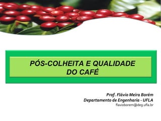 PÓS-COLHEITA E QUALIDADE
DO CAFÉ
Prof. Flávio Meira Borém
Departamento de Engenharia - UFLA
flavioborem@deg.ufla.br
 