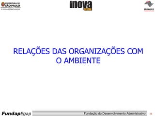 RELAÇÕES DAS ORGANIZAÇÕES COM O AMBIENTE 