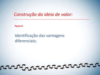 Construção da ideia de valor:

Passo 4:



Identificação das vantagens
diferenciais;
 
