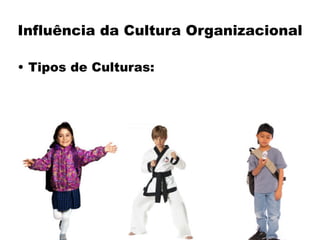 Influência da Cultura Organizacional
• Tipos de Culturas:
 