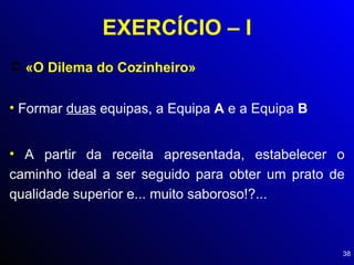 EXERCÍCIO – I Formar  duas  equipas, a Equipa  A  e a Equipa  B «O Dilema do Cozinheiro» A partir da receita apresentada, estabelecer o caminho ideal a ser seguido para obter um prato de qualidade superior e... muito saboroso!?... 