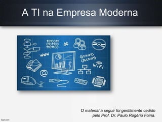 A TI na Empresa Moderna

O material a seguir foi gentilmente cedido
pelo Prof. Dr. Paulo Rogério Foina.

 