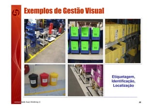 26
Exemplos de Gestão Visual
Etiquetagem,
Identificação,
Localização
 
