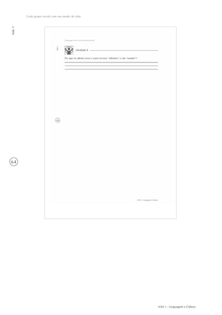AAA 1 - Linguagem e Cultura
64
Cada grupo social com seu modo de falar
Aula1
 
