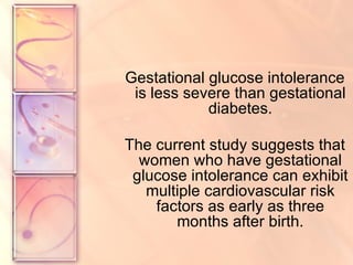 Gestational Glucose Intolerance and Metabolic Syndrome | POT