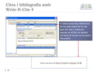 Confirmar la importació
En aquesta pantalla de confirmació
apareixen el nombre de referències
que hem importat a RefWorks.
Pressionem Aceptar Per veure-les,
corregir-les i ubicar-les en la
carpeta que ens interesse.
52
 