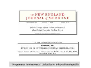 November, 2002 Programmes internationaux: défibrillation à disposition du public 